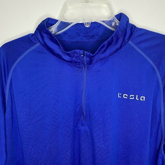 Tesla Men's 2XL 1/4 Zip Pullover Long Sleeve Shirt Quick Dry Base Layer Blue - Picture 2 of 5